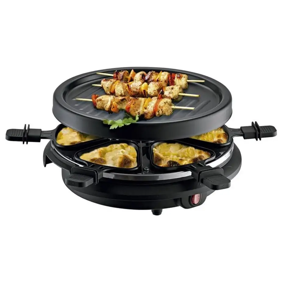 Raclette y plancha DH 800W, 6 comensales, 230V - Versátil parrilla eléctrica para asar carnes y verduras