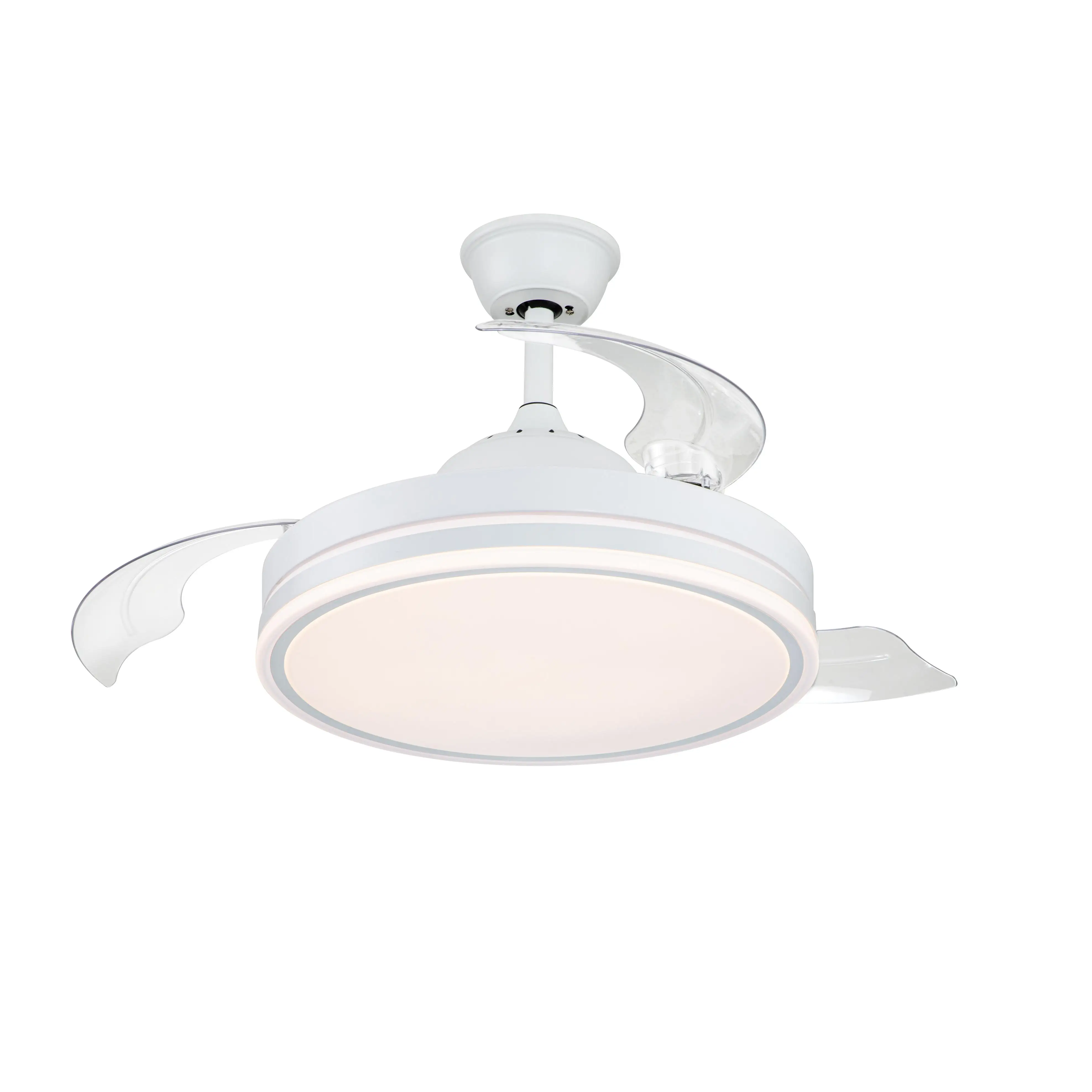 Retractable fan Florida MINI-IMAGINATULUZ, 48w white color with 3 blades 4800lm light tone 3000-4000-6000k remote control timer and color memory-DC Motor 6 speed