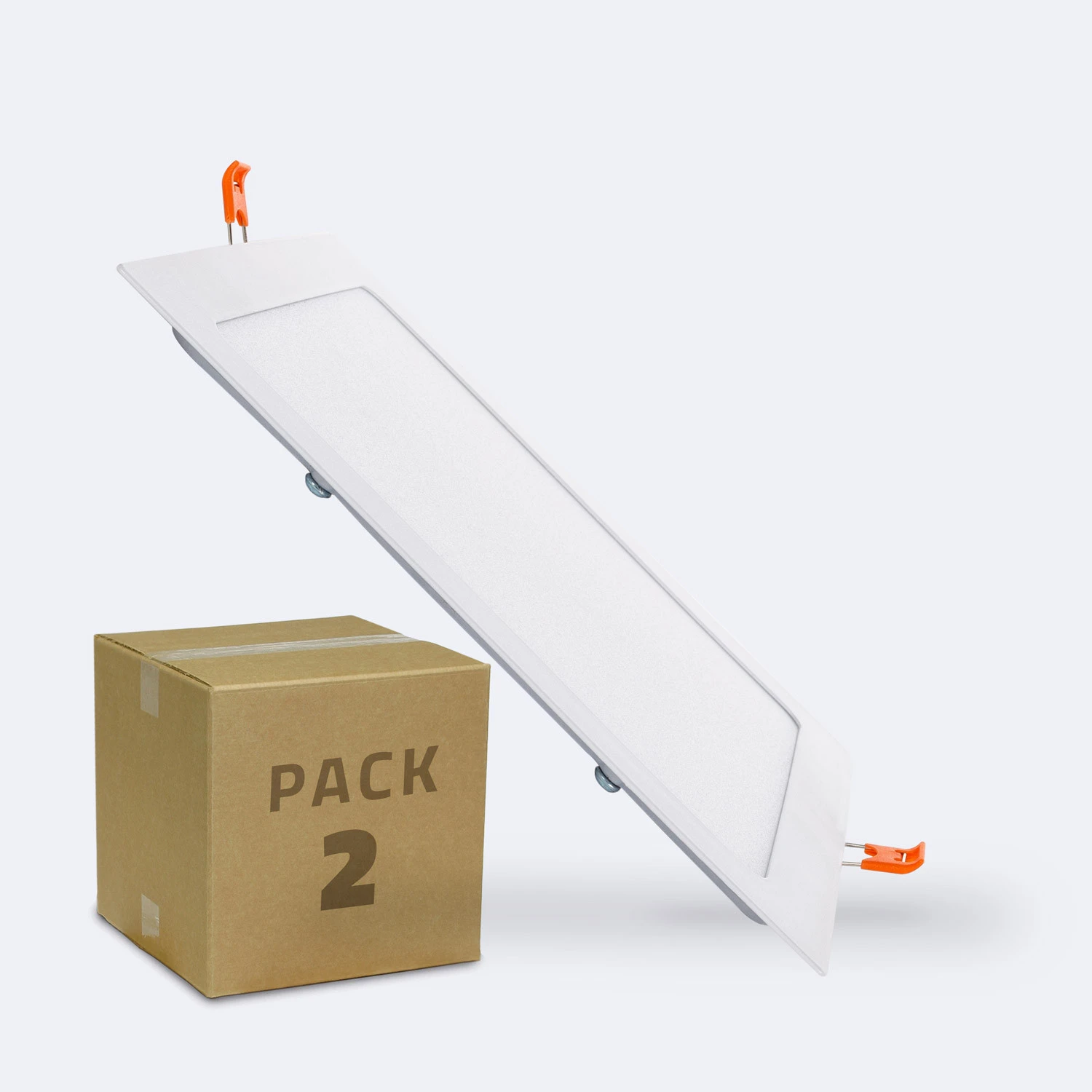 Ledkia Placa LED 18W Cuadrada SuperSlim Corte 205x205 mm Pack de 2 Unidades 4000K Blanco Neutro