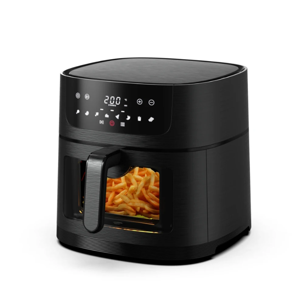 Freidora de Aire sin aceite OstarkDom Milmeggium de 6L, 8 Modos preestablecidas para Cocinar, Ventana de Visualización, Pantalla Táctil LED - 1500W, 80-200°C