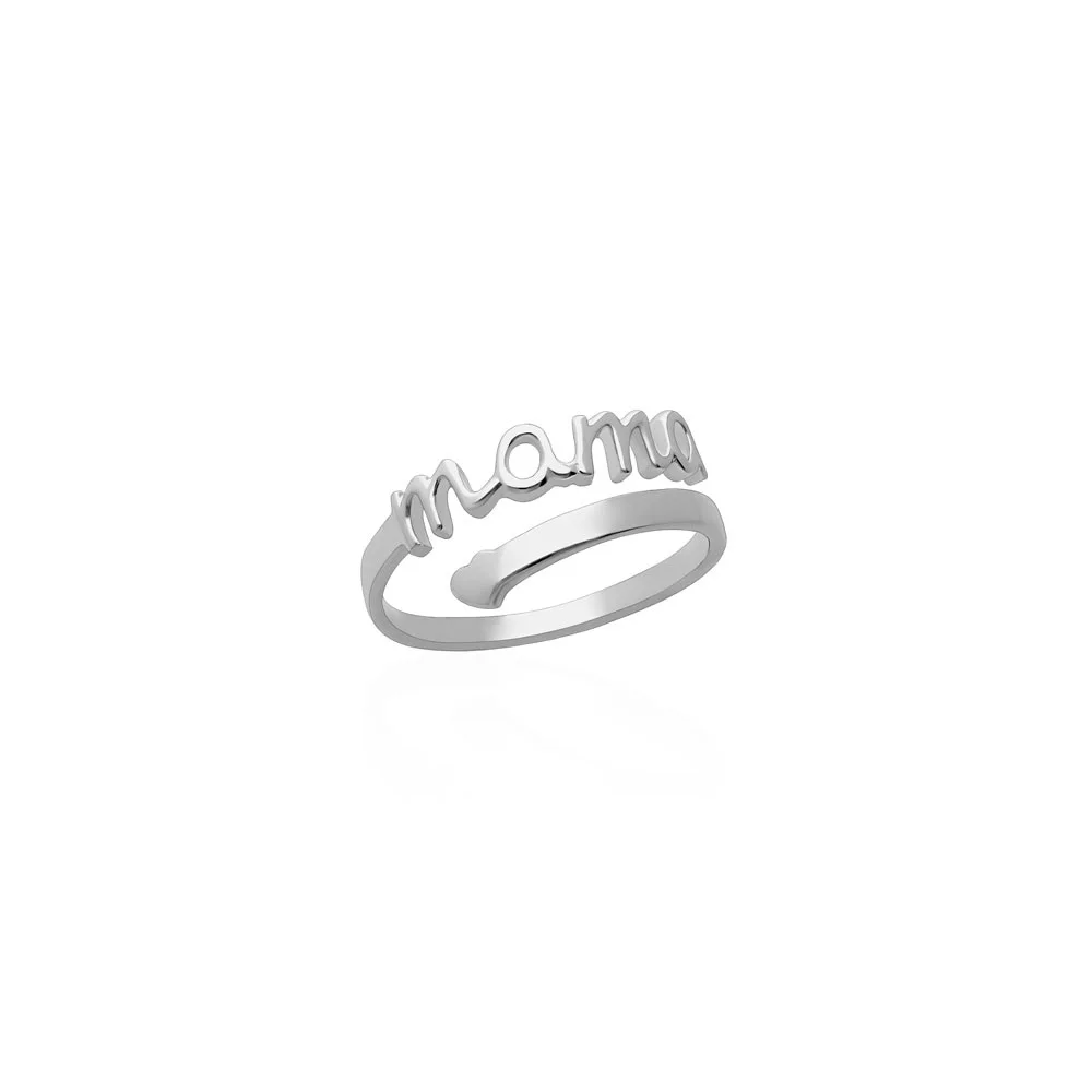 AVANCY Anillo Mamá de Plata de Ley 925 Ajustable - Joyas Mamá - Regalos Mamá - Macizo - Medida Ajustable - Fabricación 100% España