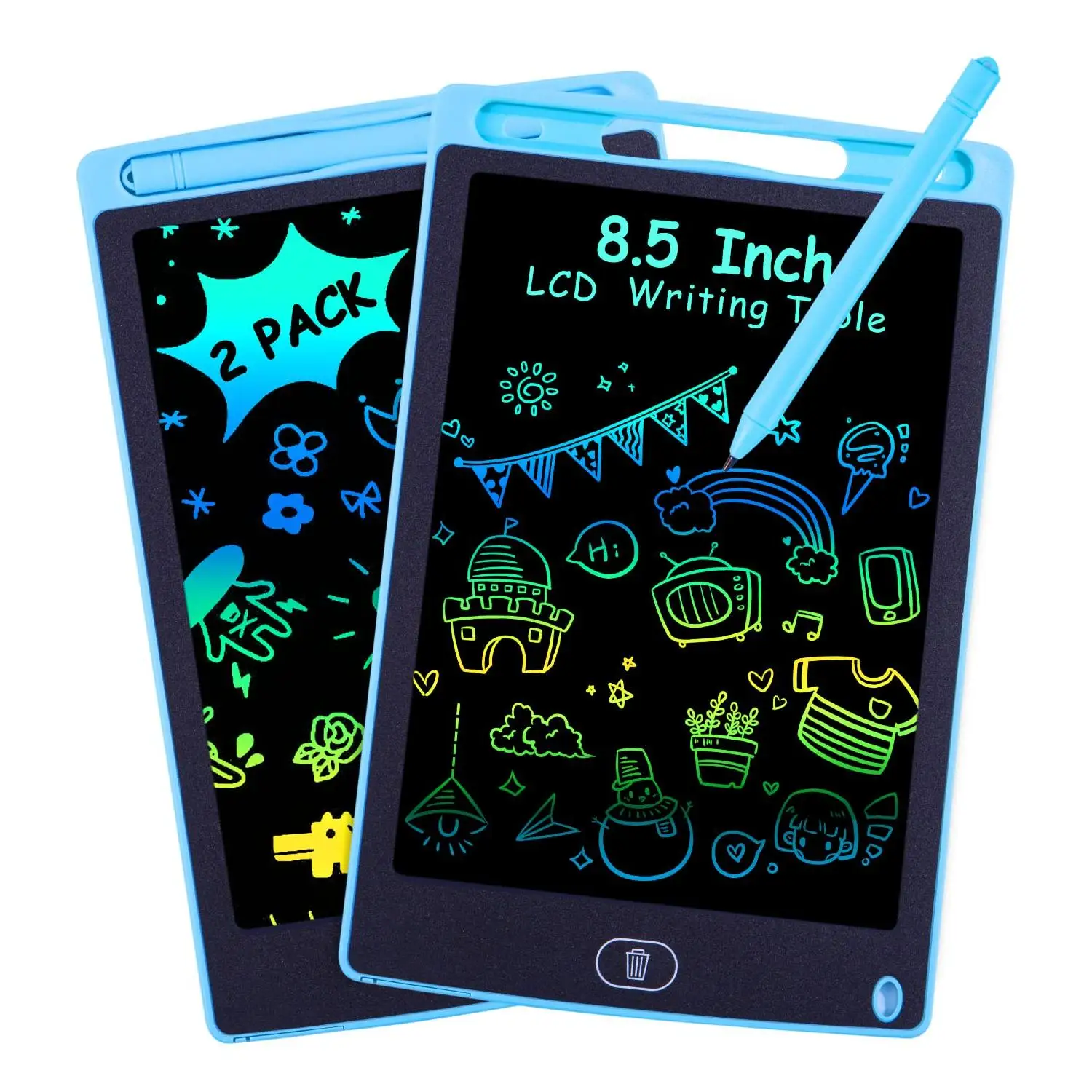 2 Pack Pizarra de escritura LCD de 8,5 pulgadas, bandeja de escritura LCD, tablero de dibujo portátil borrable, regalo para niños, tableta gráfica para juegos infantiles 3, 4, 5, 6, 7 años, niños y