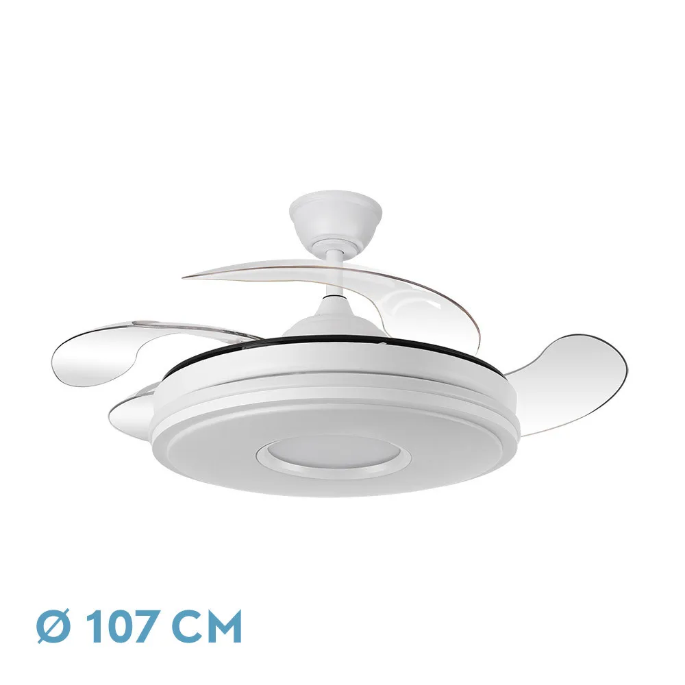 Fabrilamp dc dani 59w ceiling fan | Energy saving |   White with led, 3 temperatures and timer |   Deployable blades, 6 speeds, remote, intensity regulation, memory