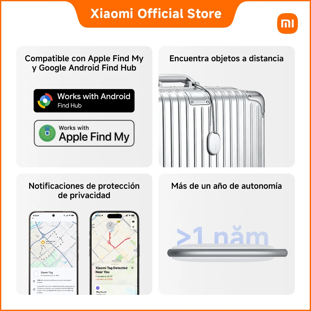 Oficial | Xiaomi Tag, Compatible con Apple Find My y Google Android Find Hub, Encuentra tus objetos de forma remota, Notificaciones de protección de la privacidad, Diseño ligero de 10 g con resistencia al polvo y al agua IP67 9