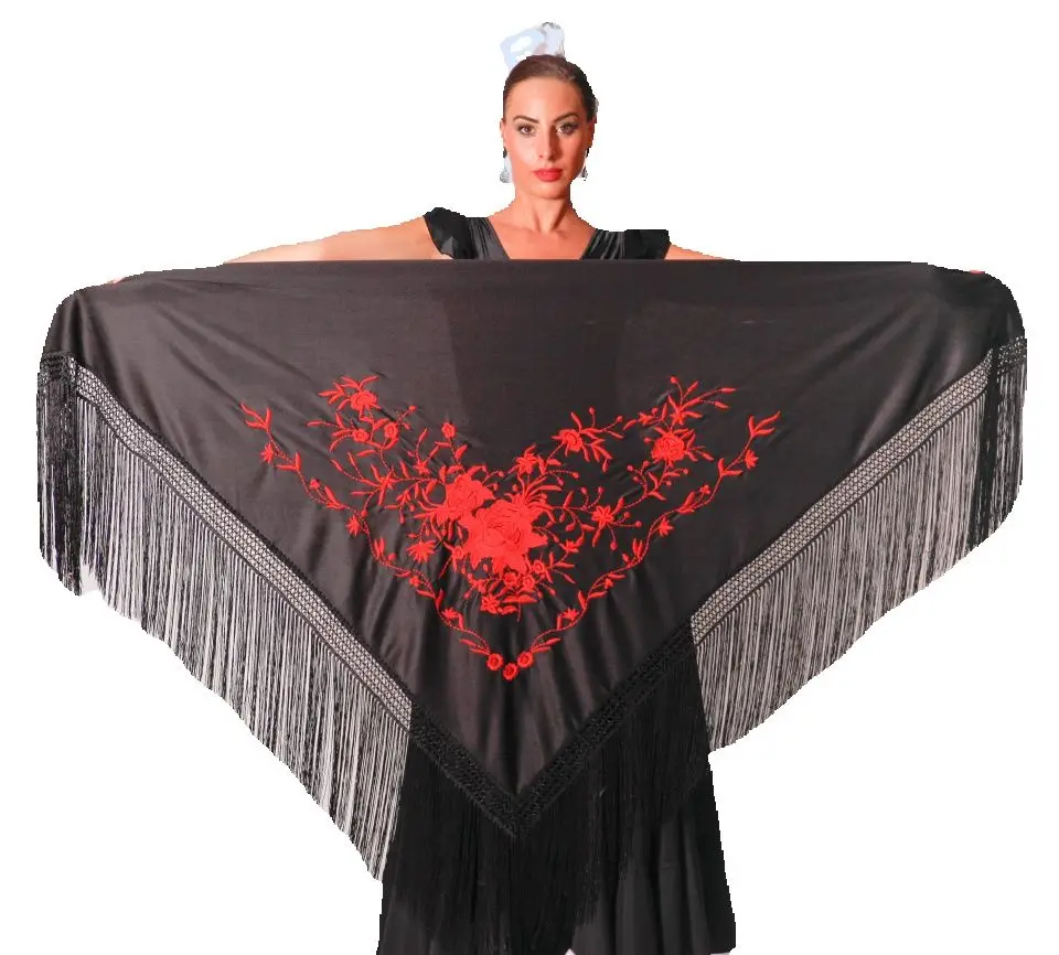 Large triangular flamenco or sevillanas shawl (195X95cm)