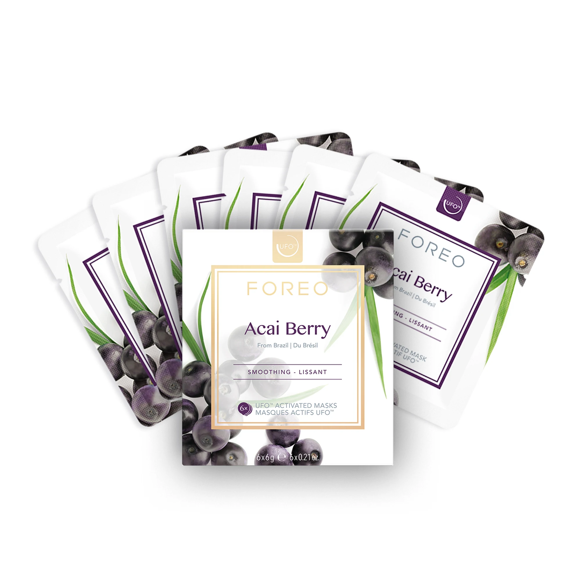 Mascarilla activa UFO Acai Berry, de FOREO - pack de 6 unidades