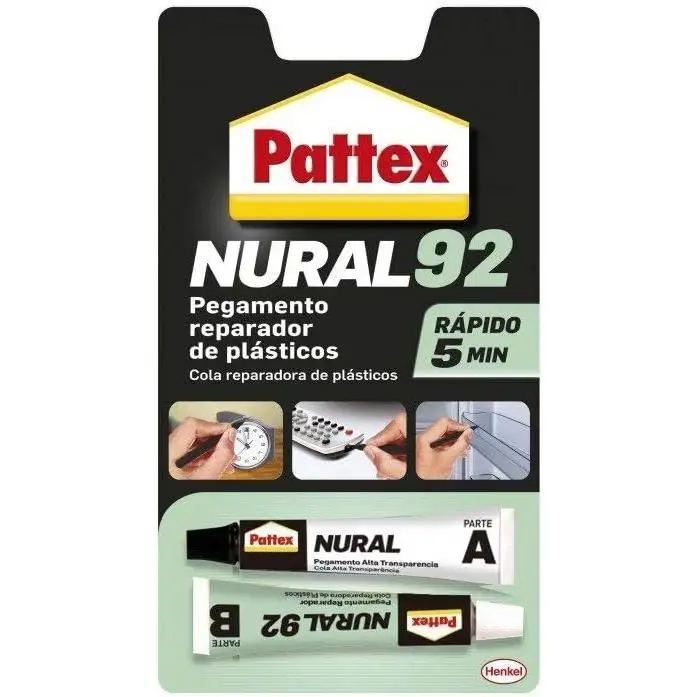 Adhesivo NURAL 92 Pegamento Reparador de Plásticos Secado Rápido 5 minutos Transparente 22ml Pattex