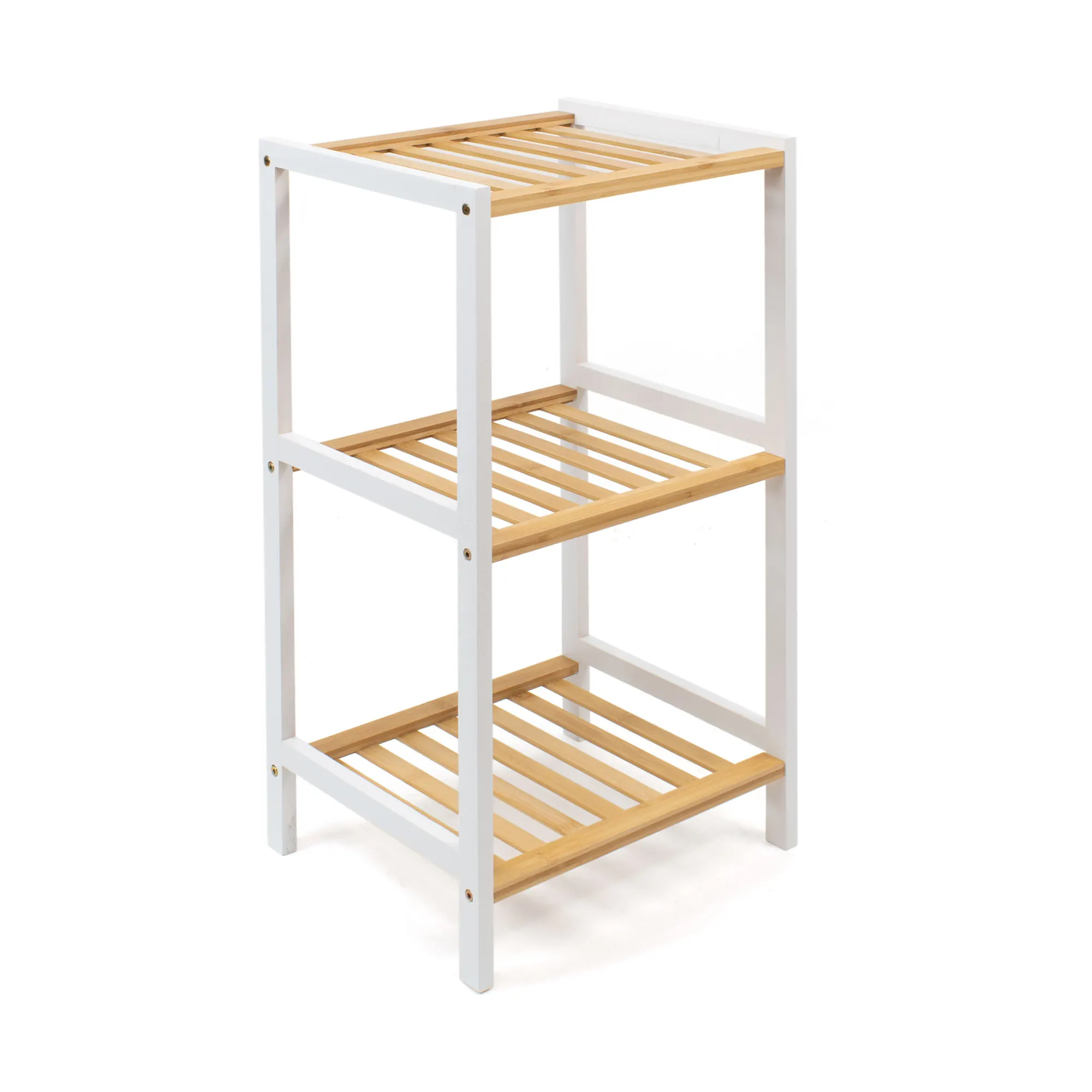 Estantería de Bambú The Secret Home - Organizador Multiusos - Blanco y Natural - Ahorro de Espacio