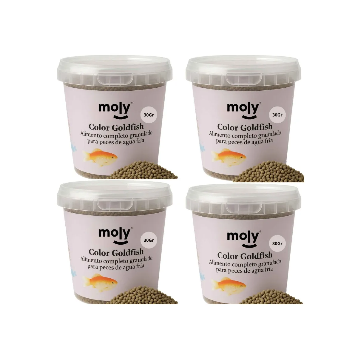 Moly Goldfish – Alimento Granulado para Peces de Estanque y Agua Fría – Protege y Realza el Color Natural – Nutrición Equilibrada y Alta Digestibilidad 4 Unidades 480 ml