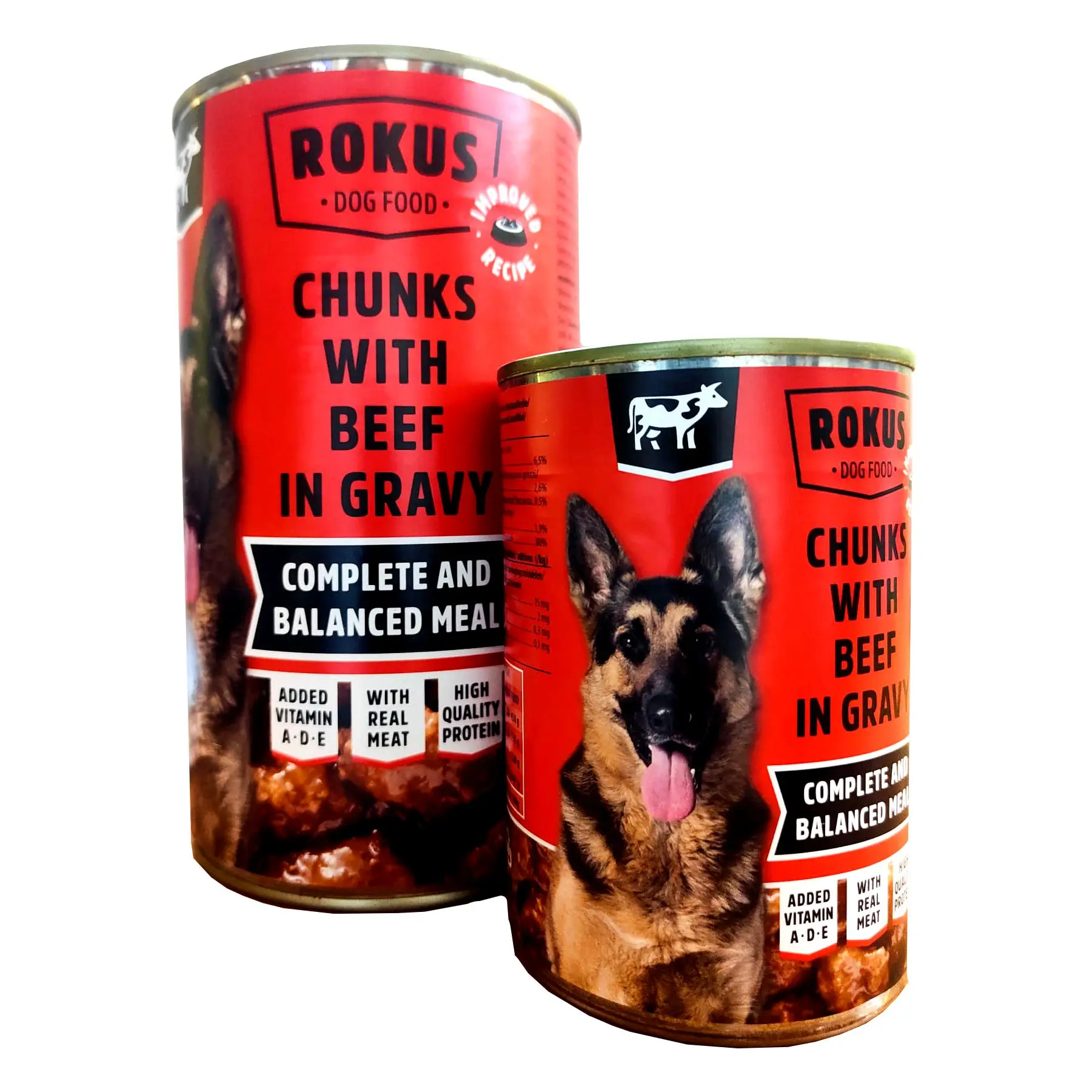 Rokus Alimento humedo para perros adultos con Ternera y Verduras - Albondigas para perros - Formato: 1240gr y 415gr