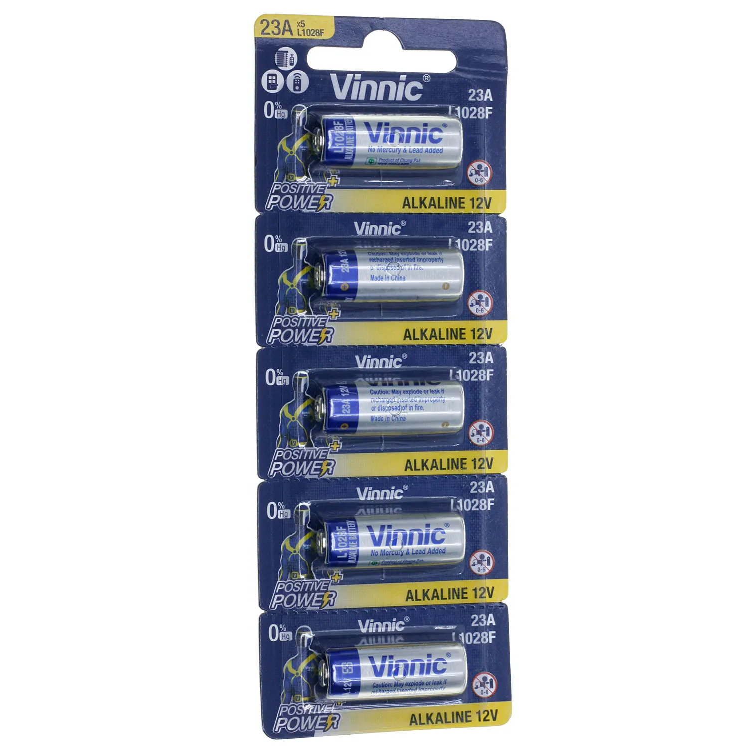 5 x Vinnic L1028F 23A 12v 0% HG Micro Alkaline battery