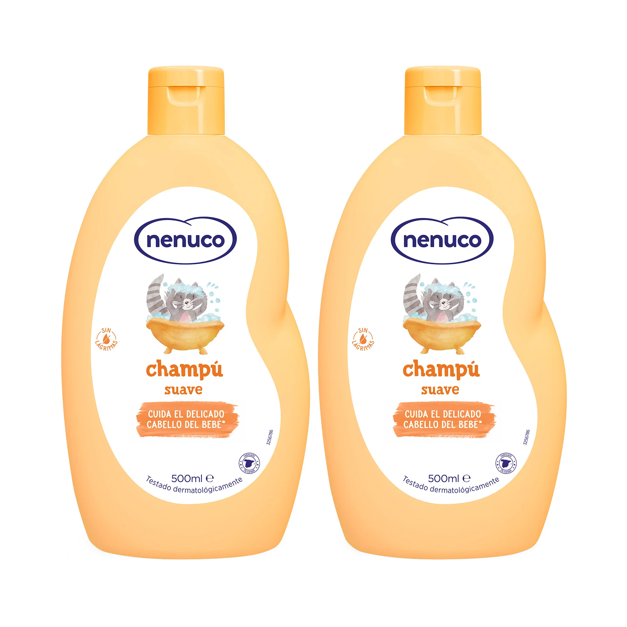 Nenuco Champú Suave para bebé, con Leche de Almendras Dulces, Sin Lágrimas, Pack 2x 500 ml