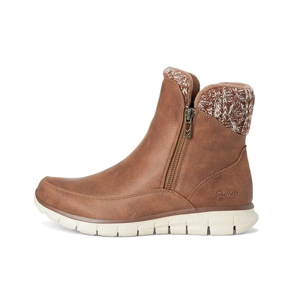 Woman Brown SKECHERS SYNERGY flat ankle boots