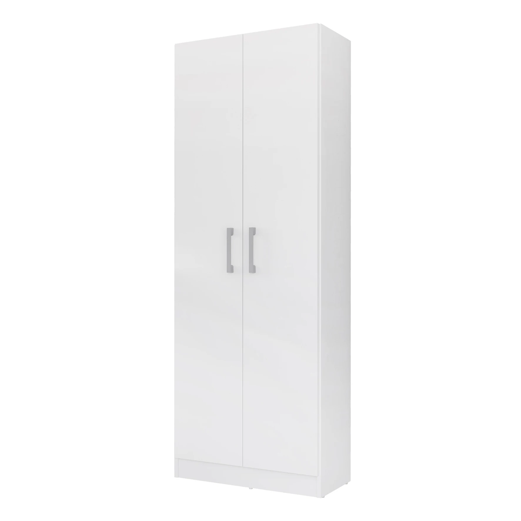 Armario escobero multiusos 2 puertas. Color blanco (Alto 170 cm/Ancho 61 cm/Fondo 30 cm)