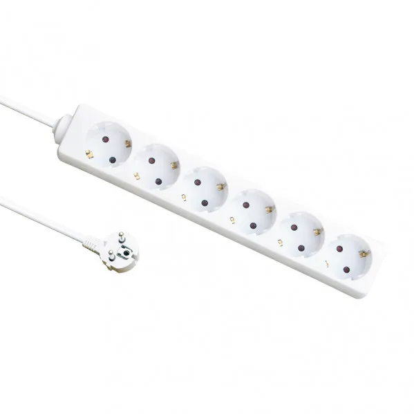 Base múltiple 6 enchufes cable 3m 3gx1,5mm cobre 3500w máx.