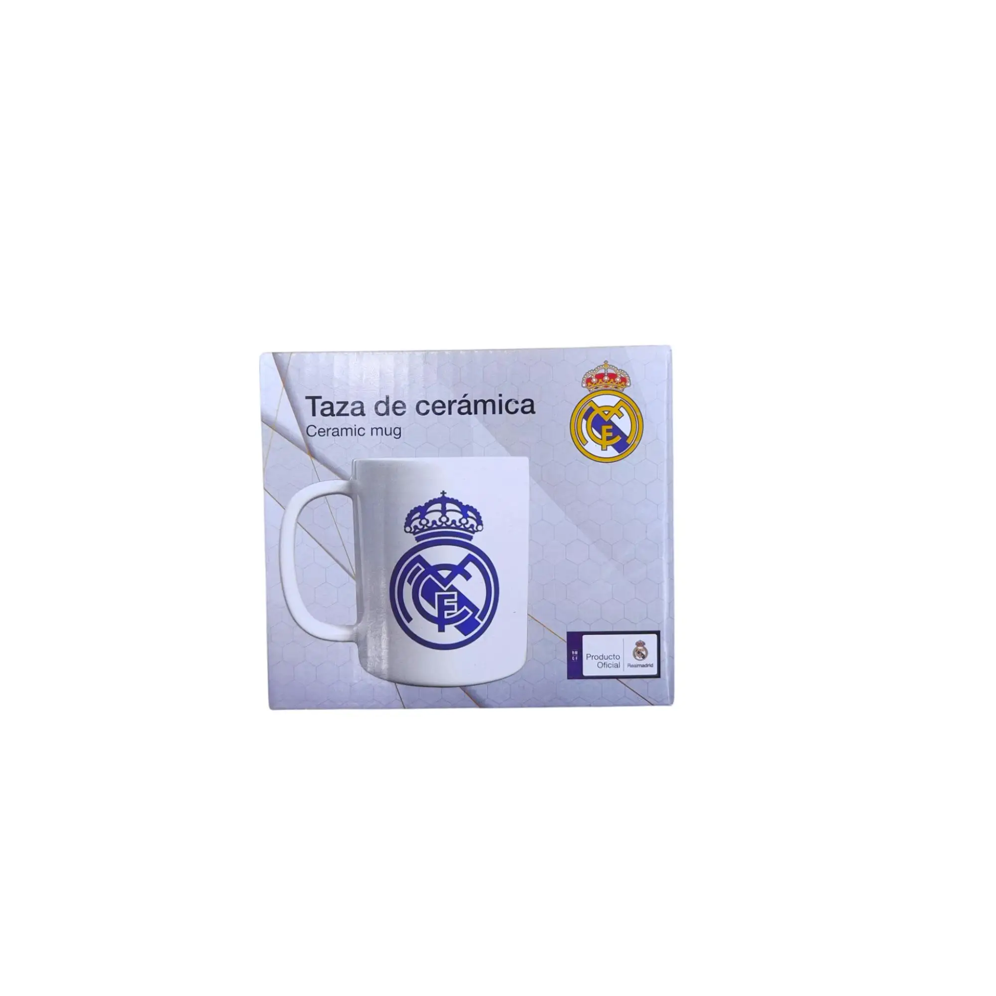 Real Madrid CF Taza Lacada  330 Ml En Caja ceramica blanca oficial y original garantizado
