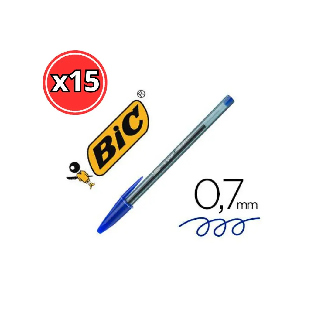 Bic crystal blue pen exact fine tip 0.7mm pack 15 units - fine tip pen - pen for students
