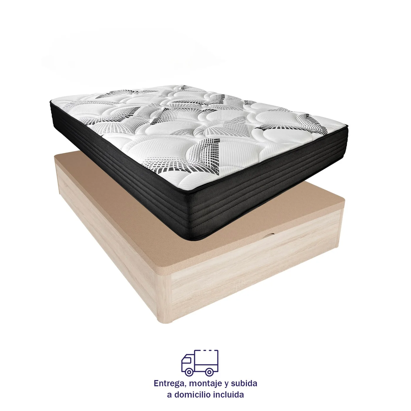Duérmete Online  Pack Canapé Abatible Ort- Gran capacidad + Colchón Eco Box Reversible - Viscoelástico - Muelles ensacados (ENVIO Y MONTAJE INCLUIDO)  Todo Fabricado en España