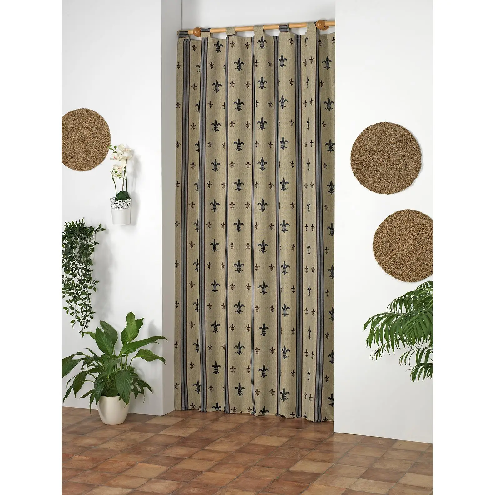 VALENTIA HOME Cortina Alpujarra Flor de Syl | 140x260 CM | Trabillas | Interior y Exterior