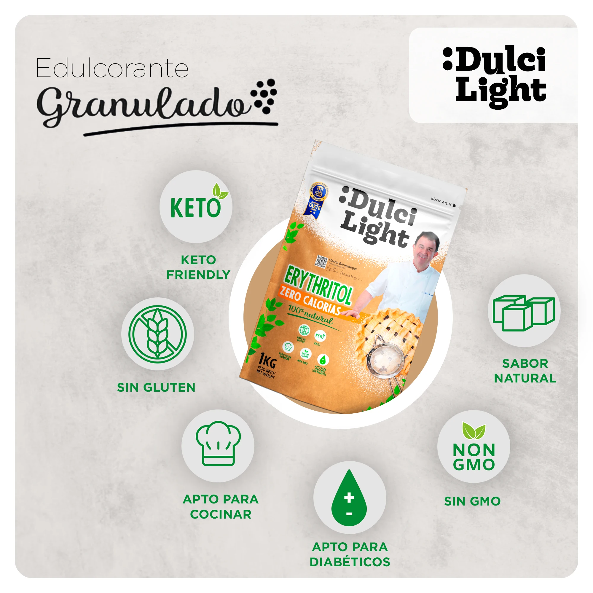 Dulcilight erythritol sweetener 1kg zero calories sugar substitute natural flavor 70% non-gmo sugar sweetness keto certified vegan gluten free take care of your teeth without bitter taste #2