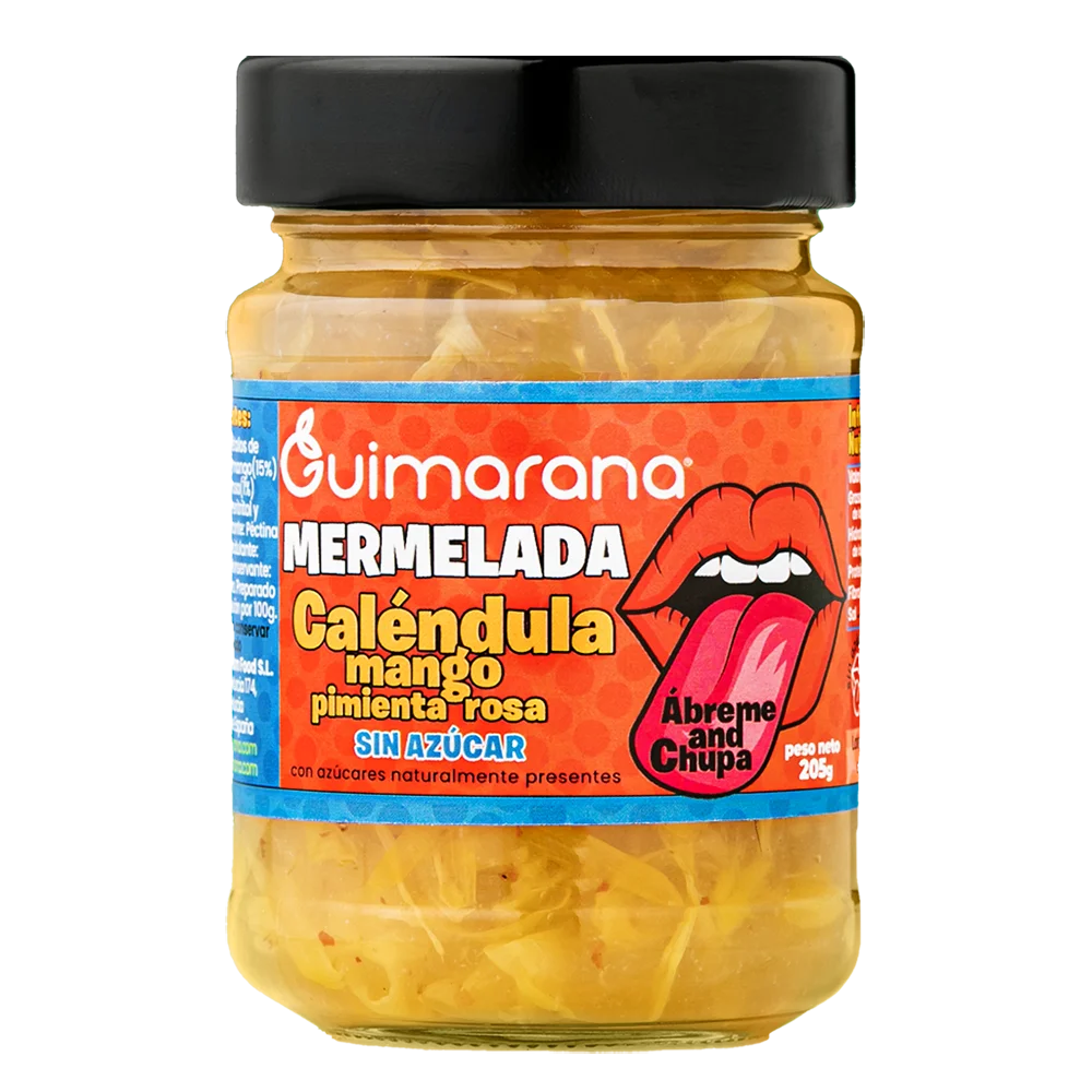 Guimarana dream food calendula, mango and pink pepper jam without sugar