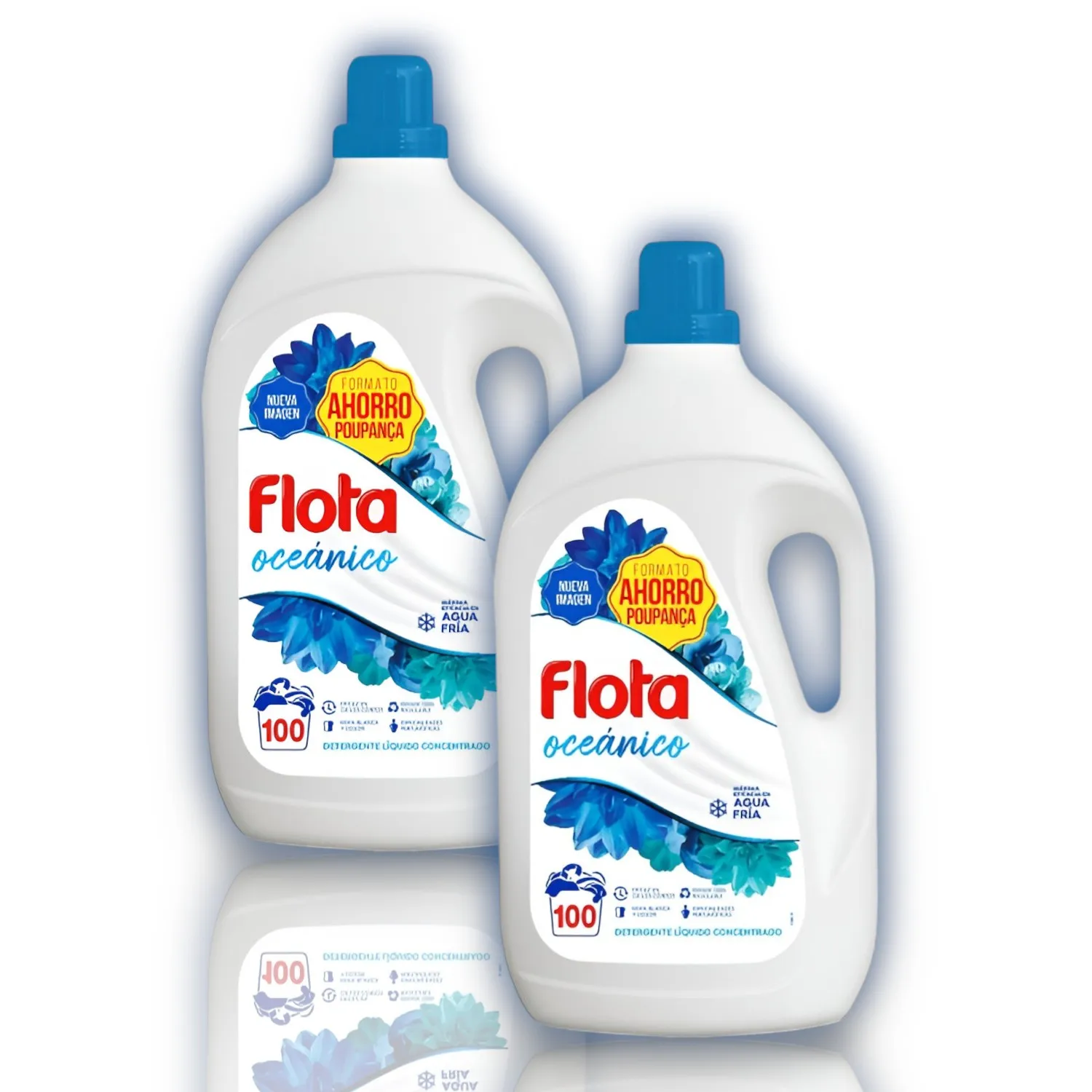 Detergente Liquido Concentrado FLOTA Oceánico - 5 Litros  100 Lavados - Máxima Eficacia en Agua Fría - Ideal para Ropa Blanca y de Color - Pack de 2 Unidades - FLOTA.