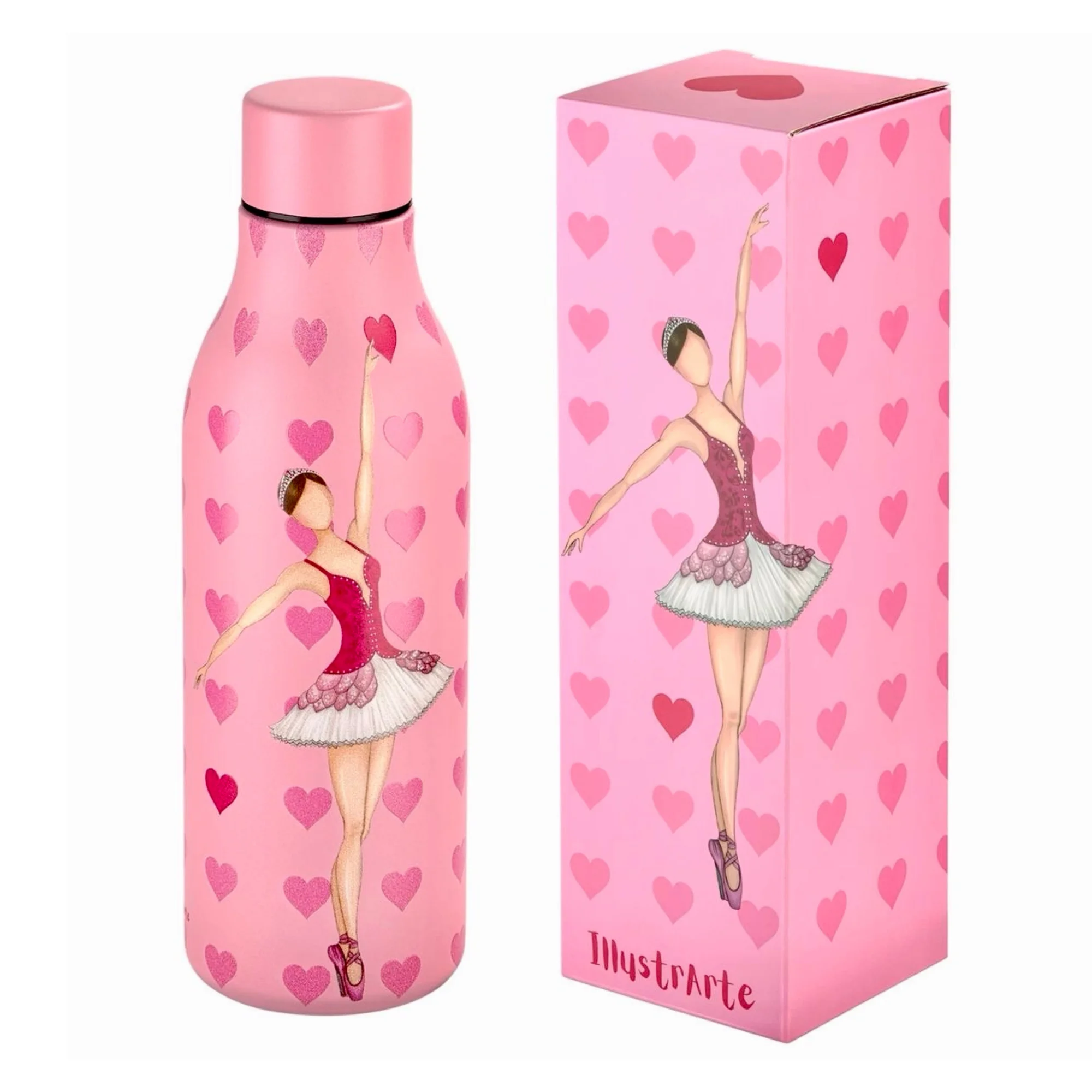 IllustrArte Botella de acero inoxidable 500 ml – modelo Mariela – termo reutilizable – diseño ballet