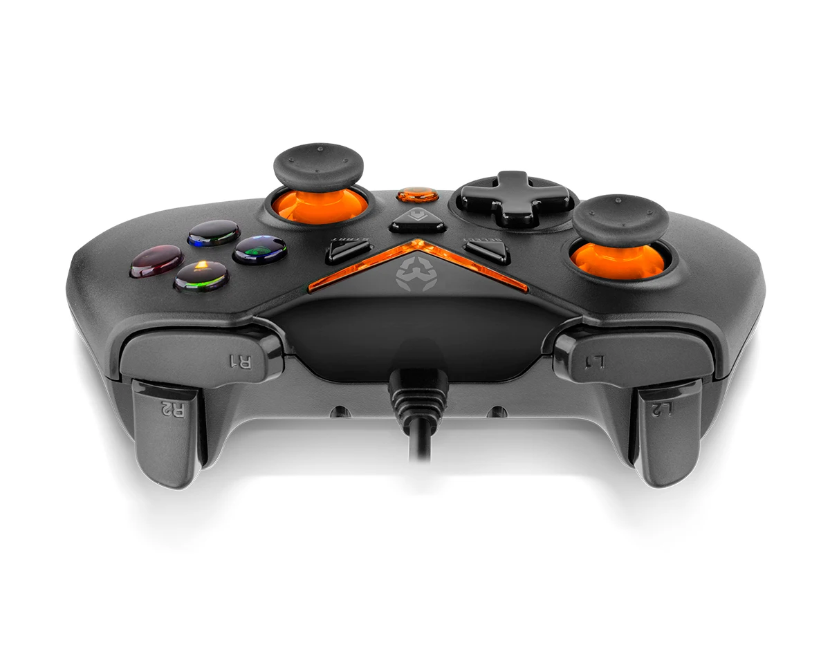 Krom key- wired gamepad, x-input and direct-input game modes, joystick and analog triggers, fast shooting turbo function, pc, play station 3 and android 4.2, black