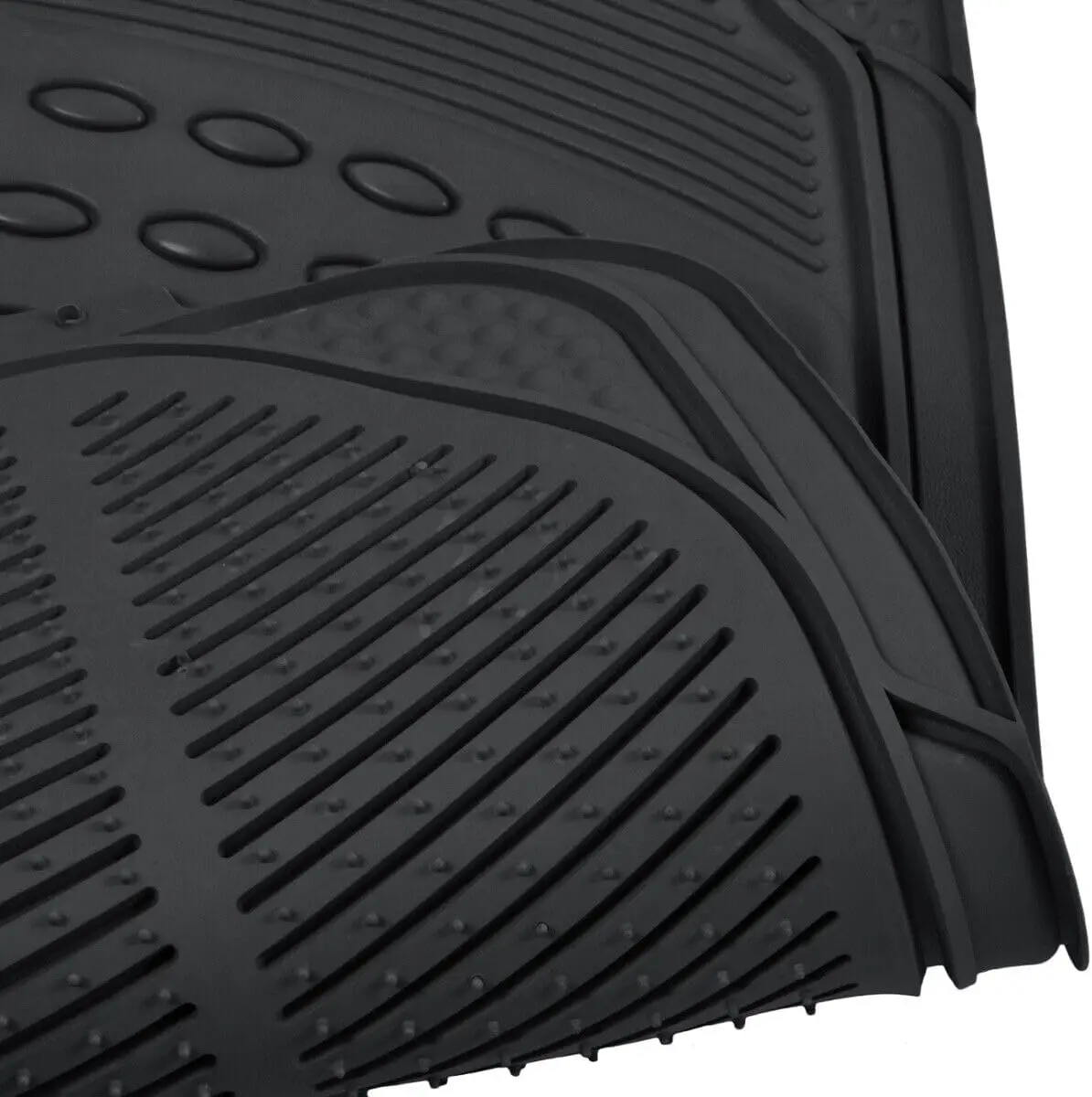 X-Set of 4 Rubber Car Mats, Universal Fit, Non-Slip Design for Front and Rear, Durable and Easy to Clean, Perfect Protection from Dirt and Wear, Ideal for All Vehicle Models.