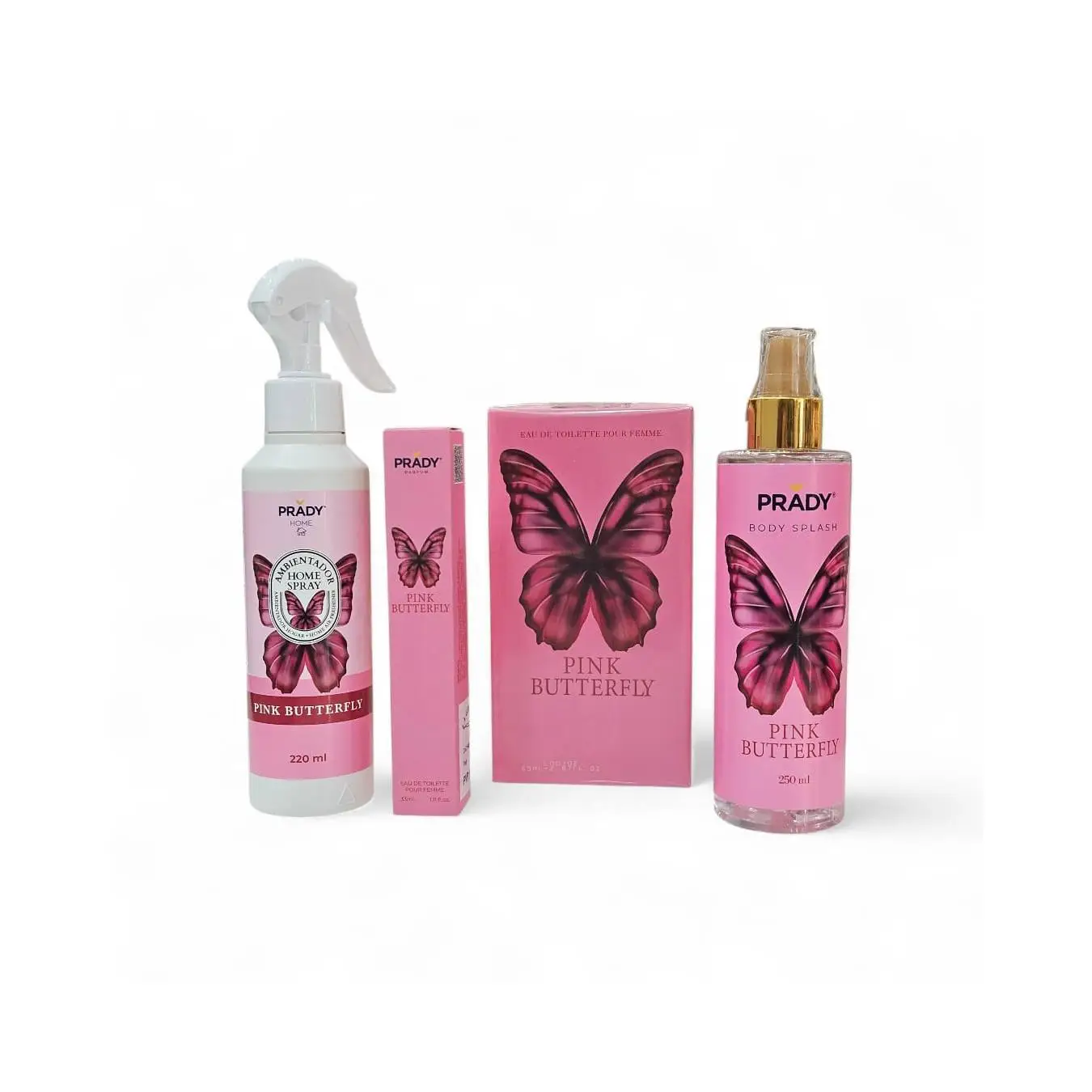 Pack 4 Productos Pink Butterfly, Bruma, Ambientador, Colonia De Bolso y Colonia - Prady