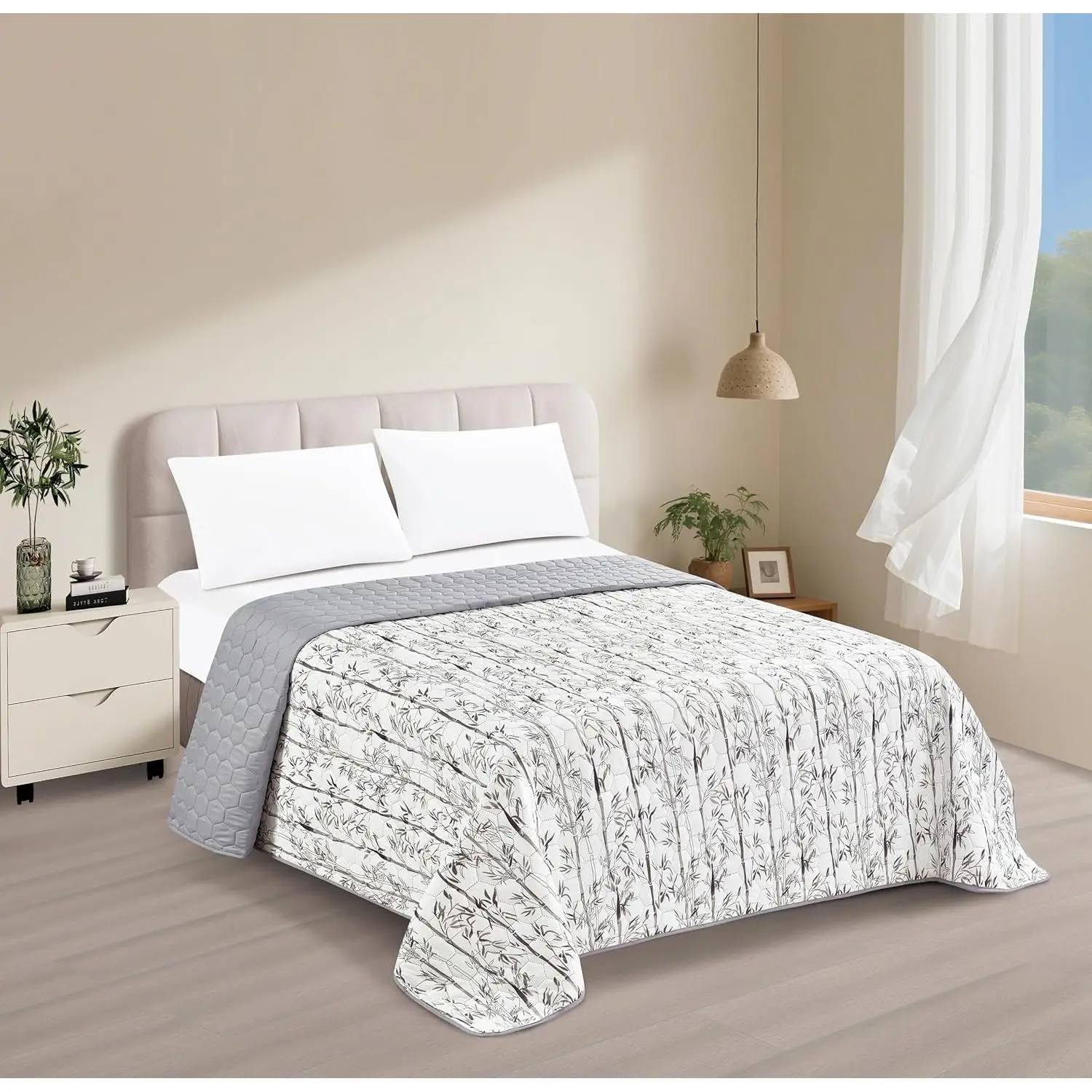 C.A | Colcha Bouti Reversible 🛏️ | Ligera de Entretiempo | Estampada | Suave y Transpirable