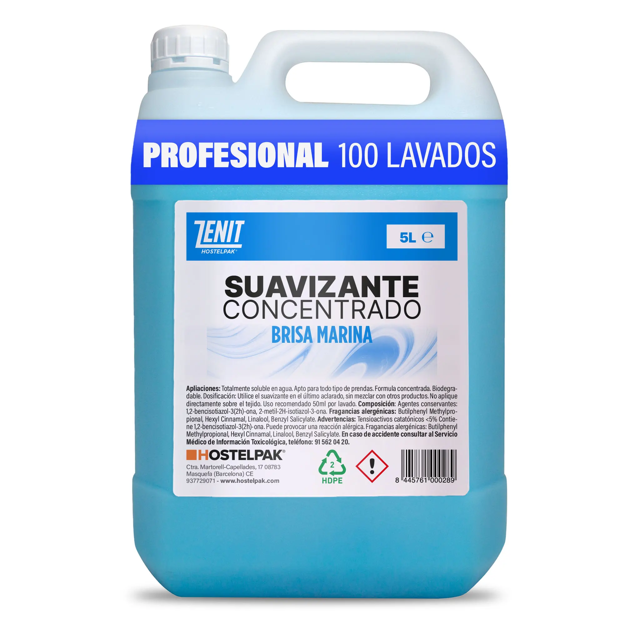 Hostelpak  5 l  Suavizante textil Perfumado Brisa marina  100 lavados  suavizante ropa  perfumador ropa lavadora