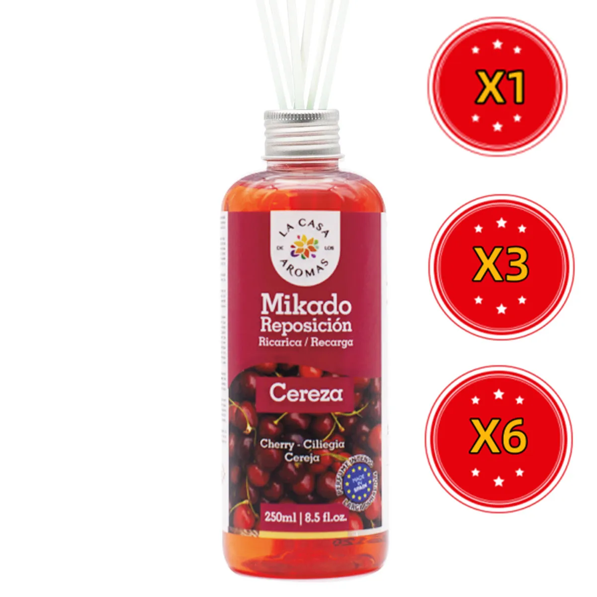 Plushome Ambientador Mikado Repo Aromatizante en Varillas - Variedad de Esencias - Canela, Azahar, Canela Naranja, Frutos Rojos - 250ml, 500ml y 1L