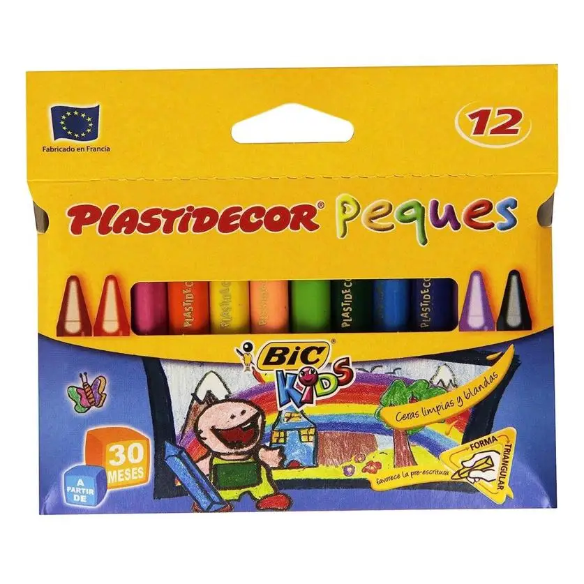 BIC Plastidecor kids 12 waxes case single size Multicolor wax coloring