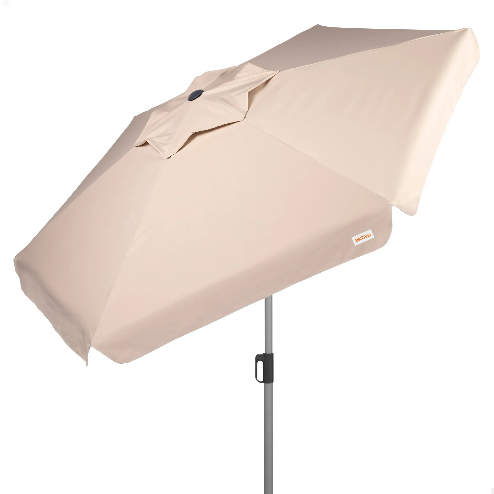 AKTIVE Sombrilla hexagonal jardín, 220 cm, Color marfil o antracita, Protección UV50, Mástil acero, Tubo Ø28/32 mm, Chimenea ventilación, Inclinable y regulable en altura, Tejido poliéster, Sombrilla