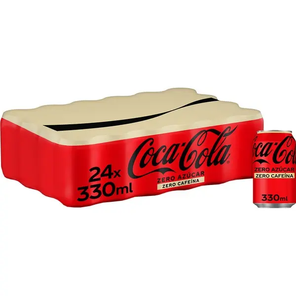 Coca-Cola Nacional Sabor Original ZERO AZUCAR ZERO CAFEINA, Refresco de Cola - Pack de 24 Latas 330 ml sin Azúcar, sin Calorías, sin cafeína Sabor AUTENTICO Garantizado