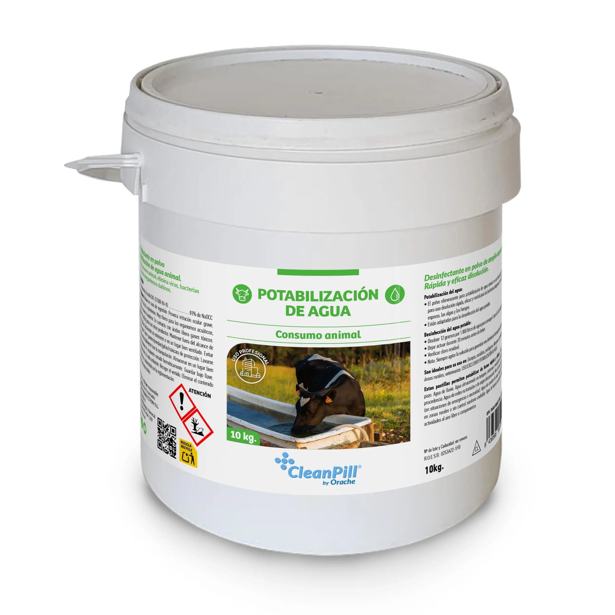 Producto para potabilización de agua para animales Cleanpill by Orache - Cubo 10kg
