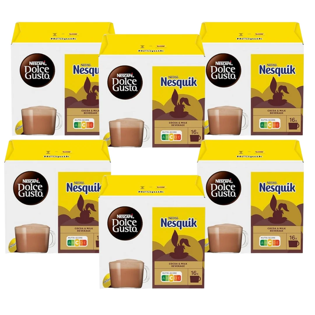 NESCAFÉ Dolce Gusto Nesquik - PACK 6 UDS- 96 Cápsulas de Chocolate Caliente Cremoso y de Alta Intensidad