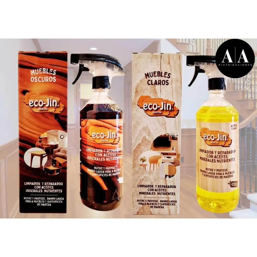 ECO-JIN ÓLEO LIMPIADOR REPARADOR RESTAURADOR ABRILLANTADOR DE MADERAS CLARAS o MADERAS OSCURAS - MUEBLES OSCUROS o CLAROS