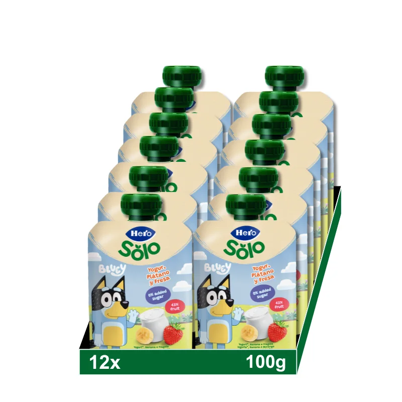 Bluey hero mi fruit bags, yogurt with banana and strawberry, 12x100g #1