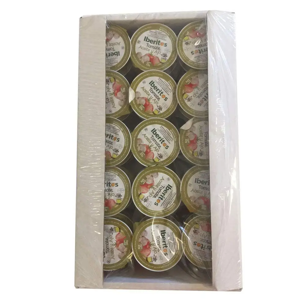 Iberitos. 2 x Bandejas de Tomate, Ajo y Aceite de 22 g. 90 Unidades para desayunos.
