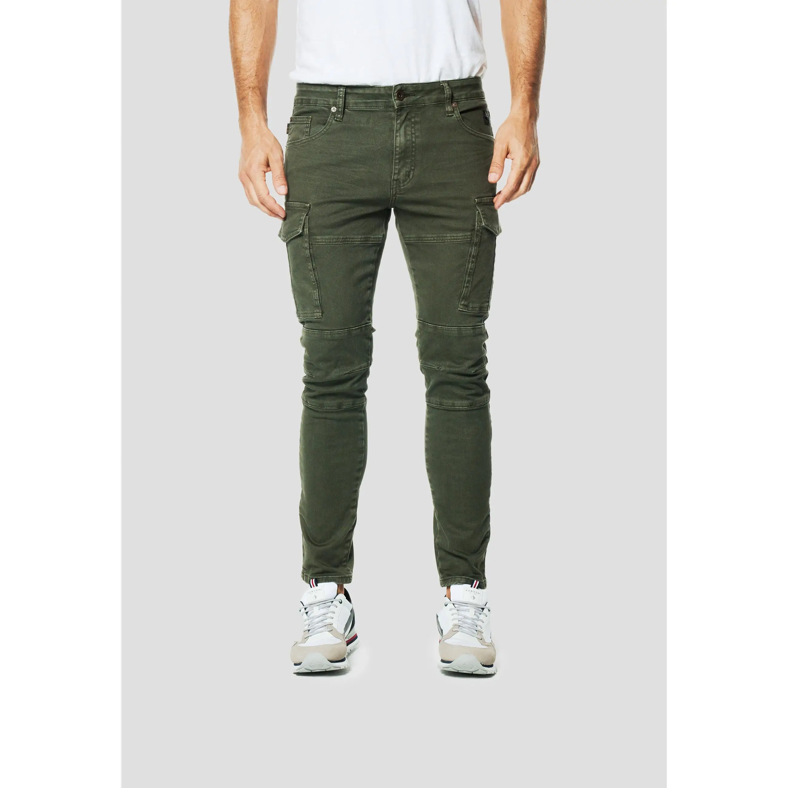 Koroshi Pantalón Vaquero Jeans Slim Biker Verde Hombre Elástico | Koroshi