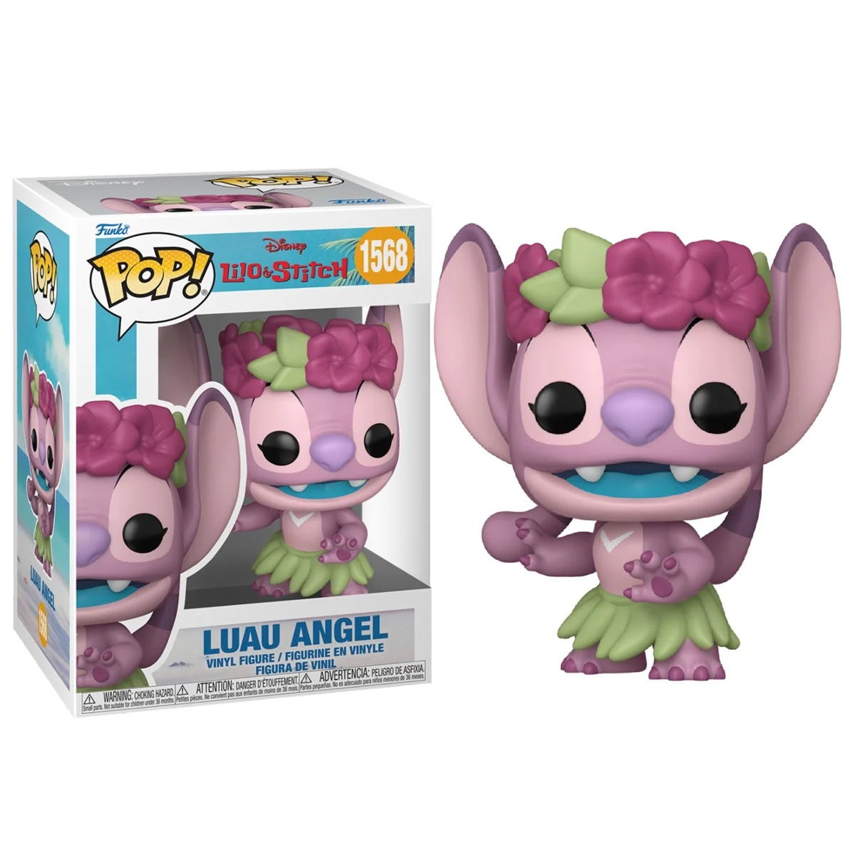 FUNKO POP! LILO Y STITCH – ANGEL (FIESTA LUAU), 86274, Nº1568, PRODUCTO CON LICENCIA OFICIAL