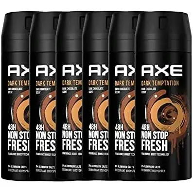 AXE Desodorante en aerosol Dark Temptation Chocolate, Excite, Gold Tentation, Marine   6 x 150 ml, desodorante en espray para hombre, desodorante sin sales de aluminio (juego de 6)