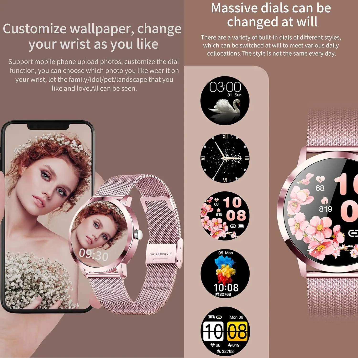 Smartwatch for Men with 1.43" AMOLED Display, Bluetooth Calling, Heart Rate, SpO2, Blood Pressure Monitoring, IP68 Waterproof, 120+ Sports Modes, 400mAh Battery Compatible with Android and iOS.