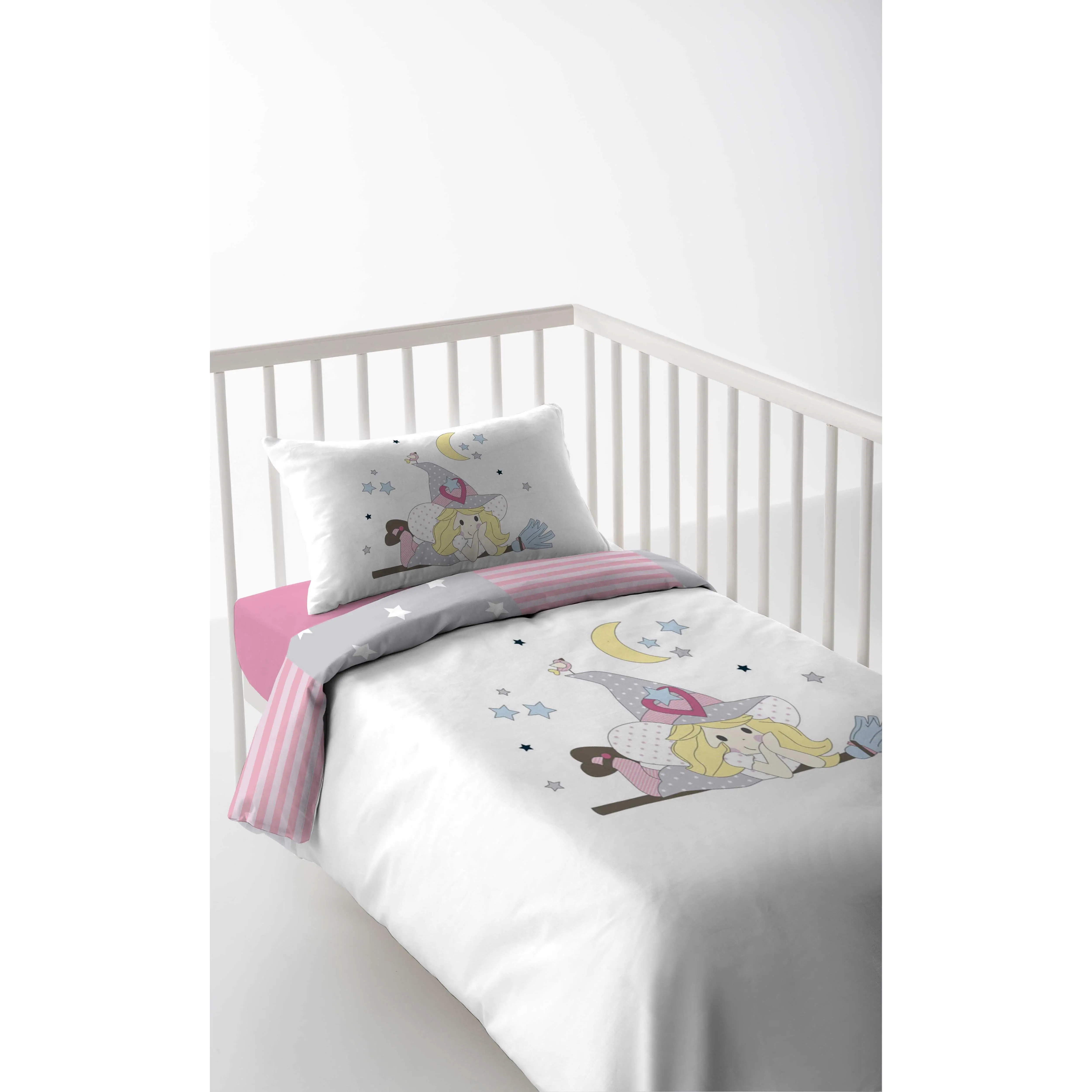 FUNDA NÓRDICA REVERSIBLE CUNA/MAXICUNA INFANTIL BEBE 100% ALGODÓN BRUJITA COOL KIDS FABRICADO EN ESPAÑA