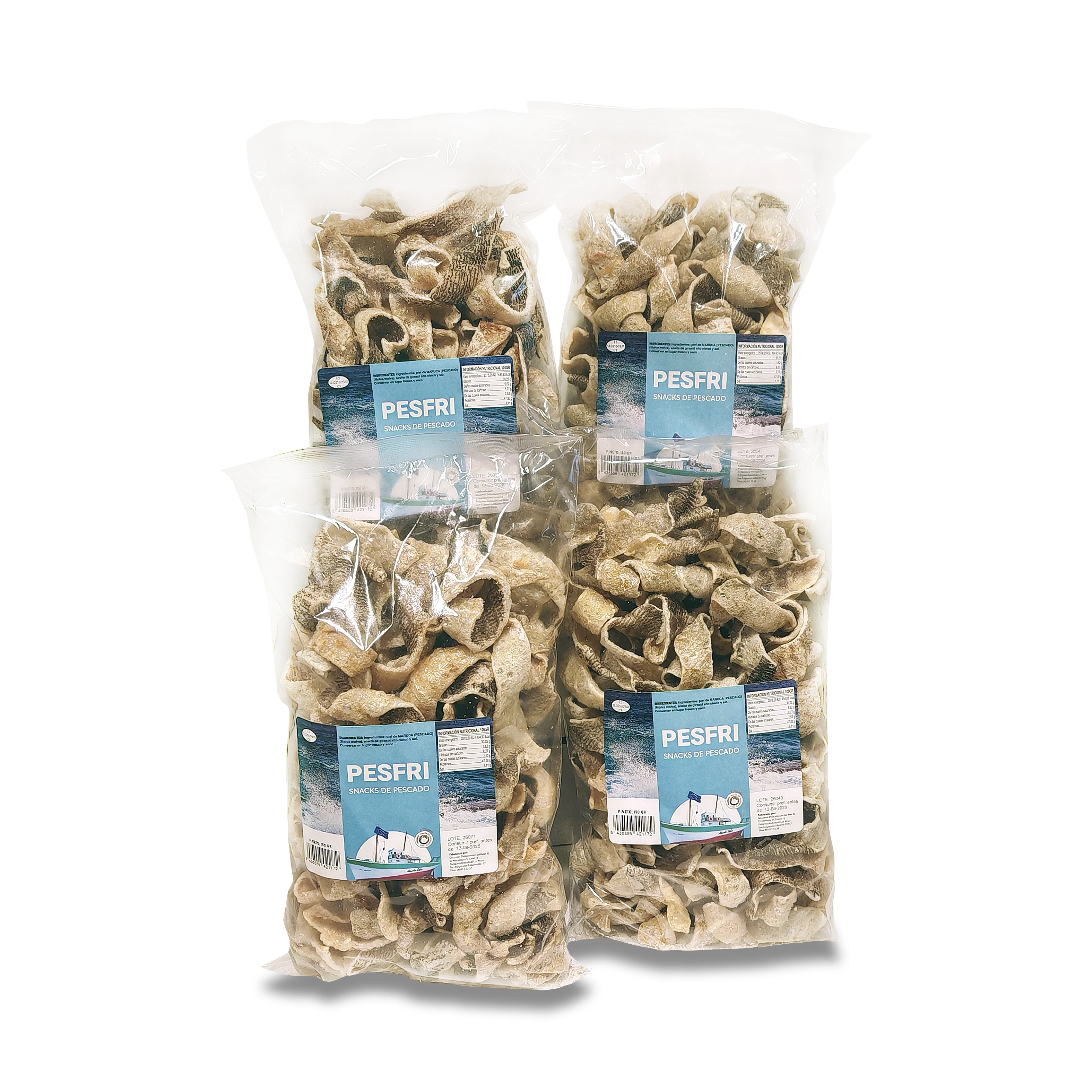 Snack de cortezas de pescado de Pesfri (Pack de 4 unidades de 150 gr)