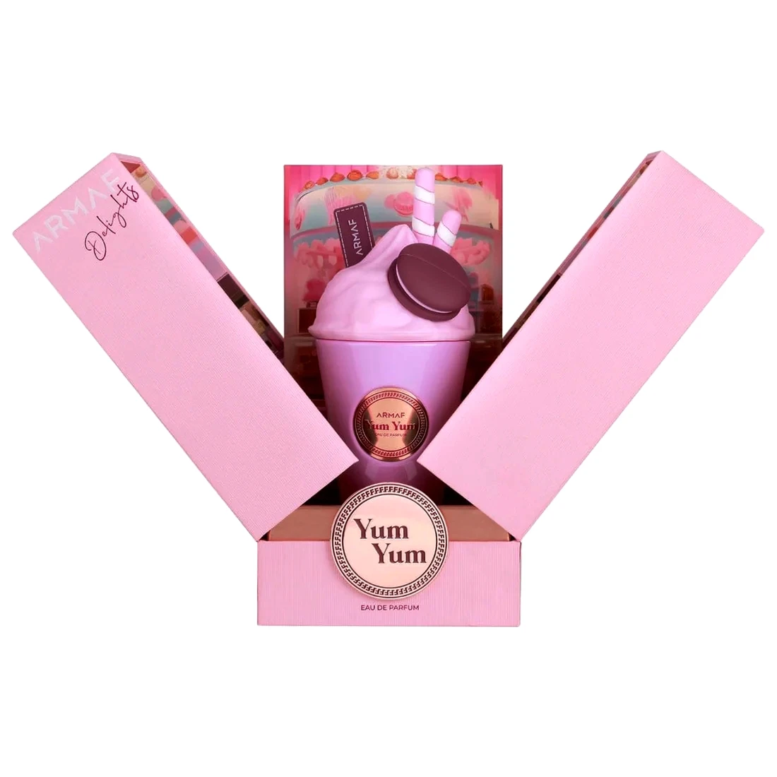 Yum yum de Armaf, perfume Árabe 100 ml. Original 100x100. Bote decorativo, Aroma duradero, dulce no empalagoso muy seductor, para cualquier ocasión.