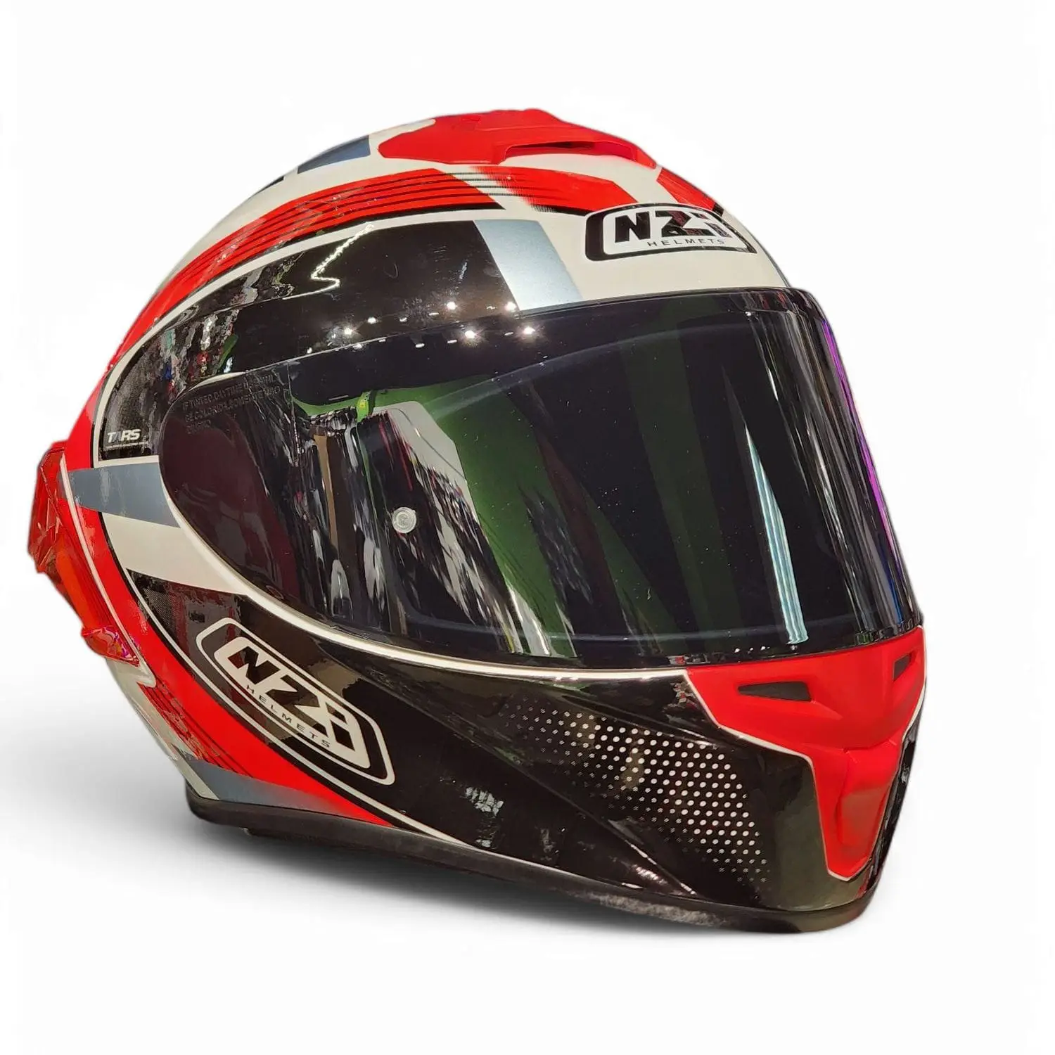 Casco Integral NZI Trendy 3 Rapid - Blanco Rojo Azul + Visera ahumada