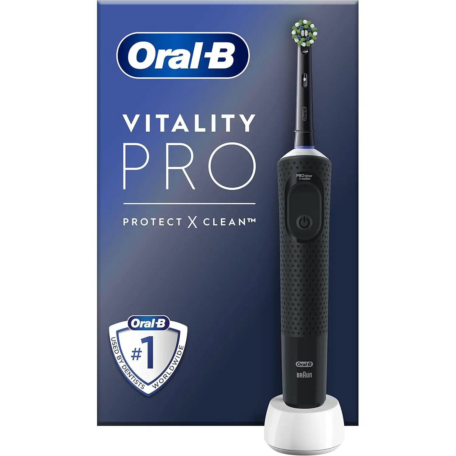 Oral-B Vitality Pro Cepillo de Dientes Eléctrico con Mango Recargable y 1 Cabezal, 100% Más Eliminación de Placa que Manual, 3 Modos de Cepillado Ajustables